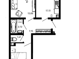 Продается 2-комнатная квартира ЖК Долина, литер 1, 57.01  м&sup2;, 7297280 рублей