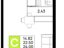 Продается Студия ЖК Долина, литер 1, 24  м&sup2;, 4008000 рублей