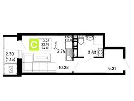 Продается Студия ЖК Долина, литер 2, 24.01  м&sup2;, 3865610 рублей