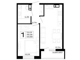 Продается 1-комнатная квартира ЖК Горные высоты, литер 5.1, 40.66  м&sup2;, 6058340 рублей