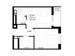 Продается 1-комнатная квартира ЖК Горные высоты, литер 5.2, 34.88  м&sup2;, 5266880 рублей