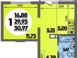 Продается Студия ЖК Предгорье ЛАГО-НАКИ, литера 4, 30.97  м&sup2;, 4878000 рублей