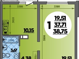 Продается 1-комнатная квартира ЖК Предгорье ЛАГО-НАКИ, литер 4, 38.75  м&sup2;, 5614999 рублей