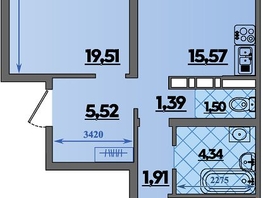 Продается 2-комнатная квартира ЖК Предгорье ЛАГО-НАКИ, литер 4, 64.13  м&sup2;, 7510000 рублей