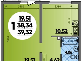 Продается 1-комнатная квартира ЖК Предгорье ЛАГО-НАКИ, литера 4, 39.32  м&sup2;, 5575999 рублей