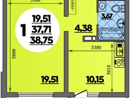 Продается 1-комнатная квартира ЖК Предгорье ЛАГО-НАКИ, литер 3, 38.75  м&sup2;, 5688500 рублей