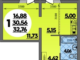 Продается Студия ЖК Предгорье ЛАГО-НАКИ, литера 3, 32.76  м&sup2;, 5022108 рублей
