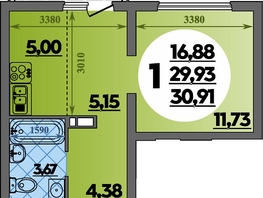 Продается Студия ЖК Предгорье ЛАГО-НАКИ, литера 8, 30.91  м&sup2;, 4719957 рублей