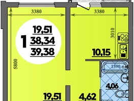 Продается 1-комнатная квартира ЖК Предгорье ЛАГО-НАКИ, литер 8, 39.38  м&sup2;, 5322271 рублей