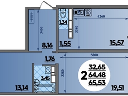 Продается 2-комнатная квартира ЖК Предгорье ЛАГО-НАКИ, литер 3, 65.53  м&sup2;, 7470420 рублей