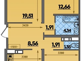 Продается 3-комнатная квартира ЖК Предгорье ЛАГО-НАКИ, литер 3, 85.28  м&sup2;, 9278464 рублей