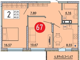 Продается 2-комнатная квартира ЖК Любимый дом-Адыгейск, дом 2, 49.22  м&sup2;, 7875200 рублей