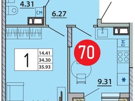 Продается 1-комнатная квартира ЖК Любимый дом-Адыгейск, дом 2, 35.93  м&sup2;, 5928450 рублей