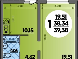 Продается 1-комнатная квартира ЖК Предгорье ЛАГО-НАКИ, литер 8, 39.38  м&sup2;, 4896488 рублей
