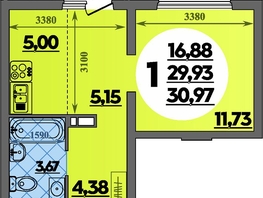 Продается Студия ЖК Предгорье ЛАГО-НАКИ, литер 3, 30.97  м&sup2;, 4747701 рублей