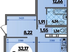 Продается 2-комнатная квартира ЖК Предгорье ЛАГО-НАКИ, литер 8, 68.56  м&sup2;, 8104968 рублей