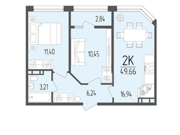 Продается 2-комнатная квартира ЖК Портрет 2, 49.66  м&sup2;, 8190000 рублей