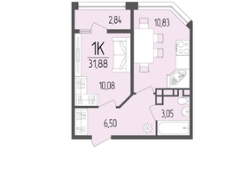 Продается 1-комнатная квартира ЖК Портрет 2, 31.88  м&sup2;, 5580000 рублей