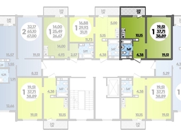 Продается 1-комнатная квартира ЖК Предгорье ЛАГО-НАКИ, литера 2, 38.89  м², 4827000 рублей