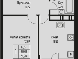 Продается 1-комнатная квартира ЖК Ритм, литер 2, 31.98  м², 4797000 рублей