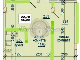 Продается 2-комнатная квартира Дивноморская ул, 46  м², 9800000 рублей