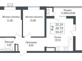 Продается 2-комнатная квартира ЖК Зеленый театр, литера 4, 54.47  м², 5970000 рублей