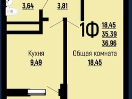 Продается 1-комнатная квартира ЖК Славянка, литера 10, 37  м², 4500000 рублей