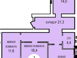 Продается 3-комнатная квартира ЖК Кубанская усадьба, дом 1 к5, 82.8  м&sup2;, 8694000 рублей
