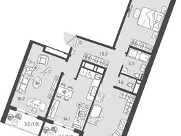 Продается 3-комнатная квартира ЖК Все Свои VIP, литера 7, 85.5  м², 15817500 рублей