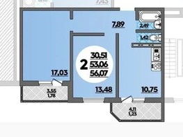 Продается 2-комнатная квартира ЖК Восточный, литера 28, 56  м², 6190000 рублей