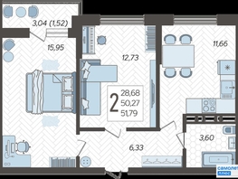 Продается 2-комнатная квартира ЖК Смородина, литера 8, 51.79  м², 5593320 рублей