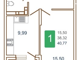 Продается 1-комнатная квартира ЖК Хорошая погода-2, литера 1, 41.85  м², 6256575 рублей