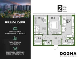 Продается 2-комнатная квартира ЖК DOGMA PARK (Догма парк), литера 17, 61  м², 7740900 рублей