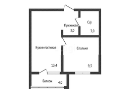 Продается 1-комнатная квартира Западный Обход ул, 29  м², 3350000 рублей
