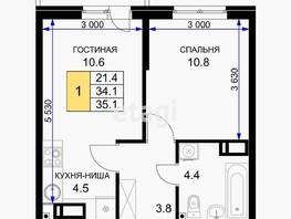 Продается 1-комнатная квартира 1-й Лиговский пр-д, 34.1  м², 3600000 рублей