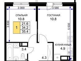 Продается 1-комнатная квартира 1-й Лиговский пр-д, 35.4  м², 3400000 рублей