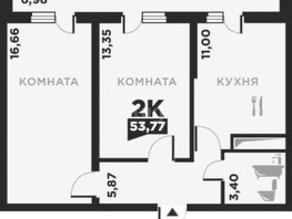 Продается 2-комнатная квартира Заполярная ул, 53.8  м², 4850000 рублей