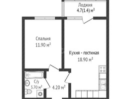 Продается 1-комнатная квартира Конгрессная ул, 39.9  м², 4300000 рублей