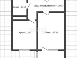 Продается 1-комнатная квартира ЖК Fresh (Фреш), литера 3, 42.4  м², 4500000 рублей