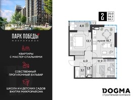 Продается 2-комнатная квартира ЖК Парк Победы 2, литера 6, 59.1  м², 9249150 рублей