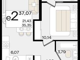 Продается 2-комнатная квартира ЖК Патрики, литер 1.1, 37.07  м², 12892946 рублей