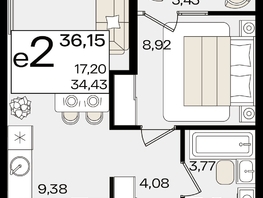 Продается 2-комнатная квартира ЖК Патрики, литер 1.5, 36.15  м², 11748750 рублей