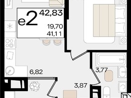 Продается 2-комнатная квартира ЖК Патрики, литер 1.3, 42.83  м², 12891830 рублей