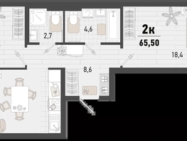 Продается 2-комнатная квартира ЖК Барса, 3В литер, 65.5  м², 17056200 рублей