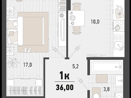 Продается 1-комнатная квартира ЖК Барса, 3В литер, 36  м², 10634400 рублей