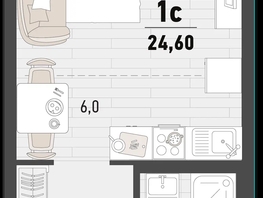 Продается 1-комнатная квартира ЖК Барса, 4Б литер, 24.6  м², 8022429 рублей