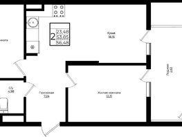 Продается 2-комнатная квартира ЖК Клубный квартал Европа, 9, литера 3, 58.27  м², 10621455 рублей