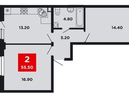 Продается 2-комнатная квартира ЖК Neo-квартал Красная площадь, 19, 55.5  м², 9157500 рублей