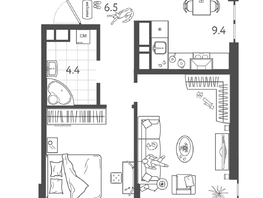 Продается 2-комнатная квартира ЖК Все Свои VIP, литера 8, 48.3 м², 11833500 рублей
