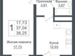 Продается 1-комнатная квартира ЖК Зеленый театр, литера 1, 39.6  м², 7275668 рублей